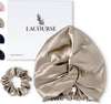 LaCourse 100% Genuine 22Momme Silk Bonnet for Sleeping, Double-Layered Mulberry Silk Hair Wrap with Premium Elastic Stay on Head. (One Size,Caramel)