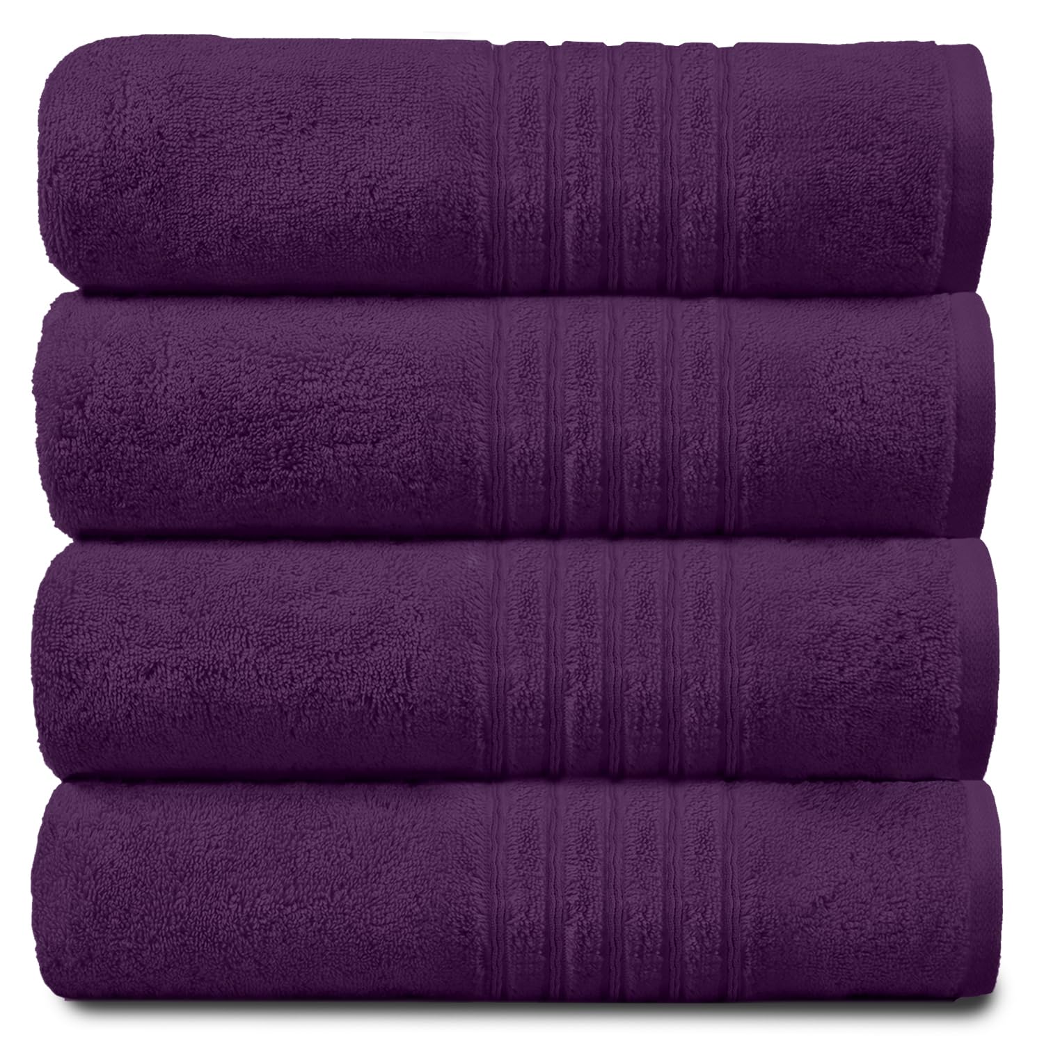 GC GAVENO CAVAILIA Luxury 450 GSM Jumbo Bath Sheet, Highly Water Absorbent Towels, Pack Of 4 Towel Set, Purple, 80X170