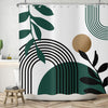 ASDCXZ Boho Shower Curtain 180x200 cm, Modern Abstract Boho Style Black Green Leaves Brown Sun White Bath Washable Shower Curtains Polyester Textile