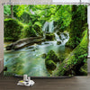Xiaoterna Plants Shower Curtain Green Nature Forest Jungle Tropical Rainforest Summer Landscape Scenery Bathroom Curtain Spring Forest Waterfall Mould