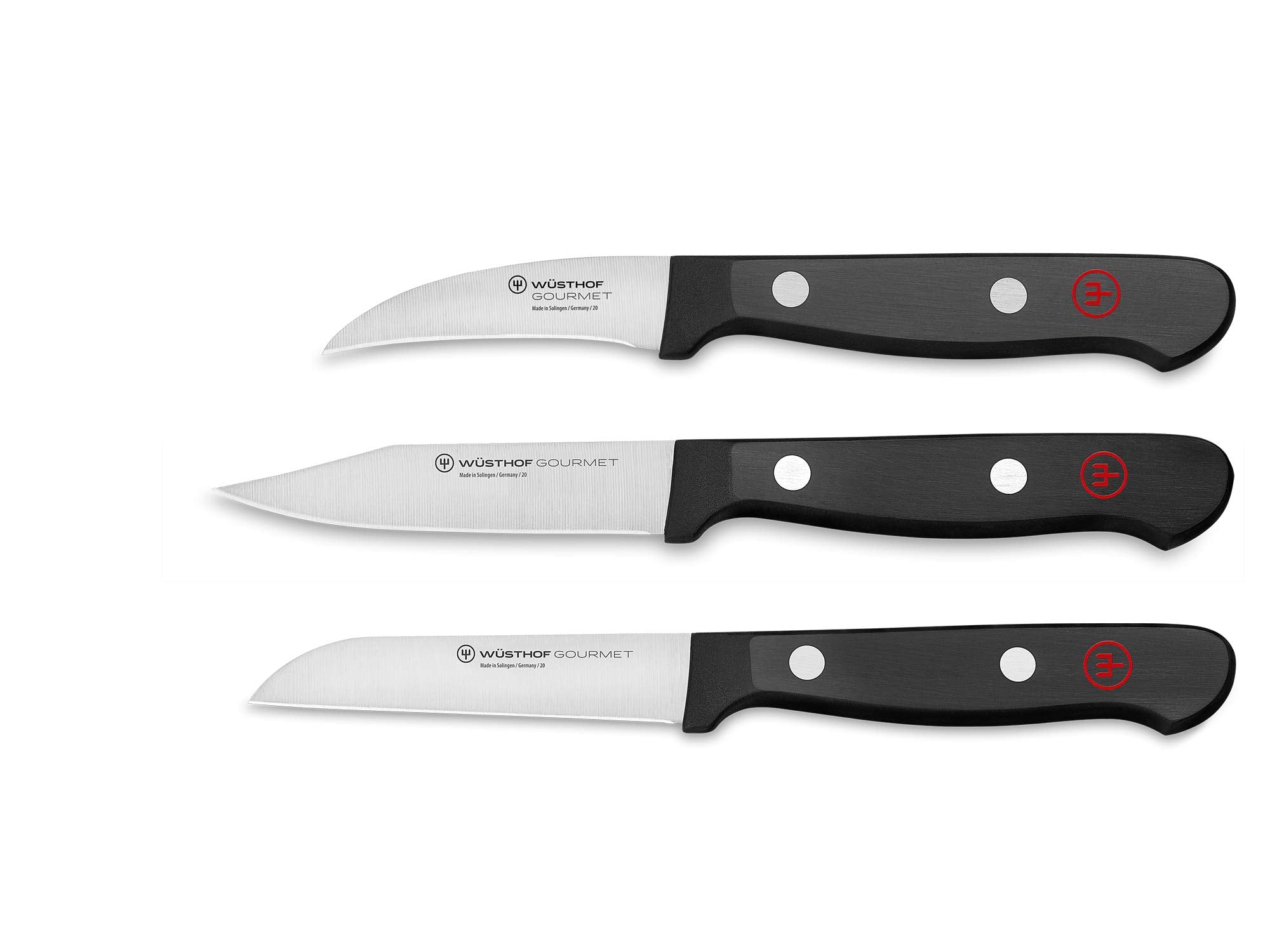 W?sthof Gourmet 3-Piece Paring Knife Set, Black, Silver