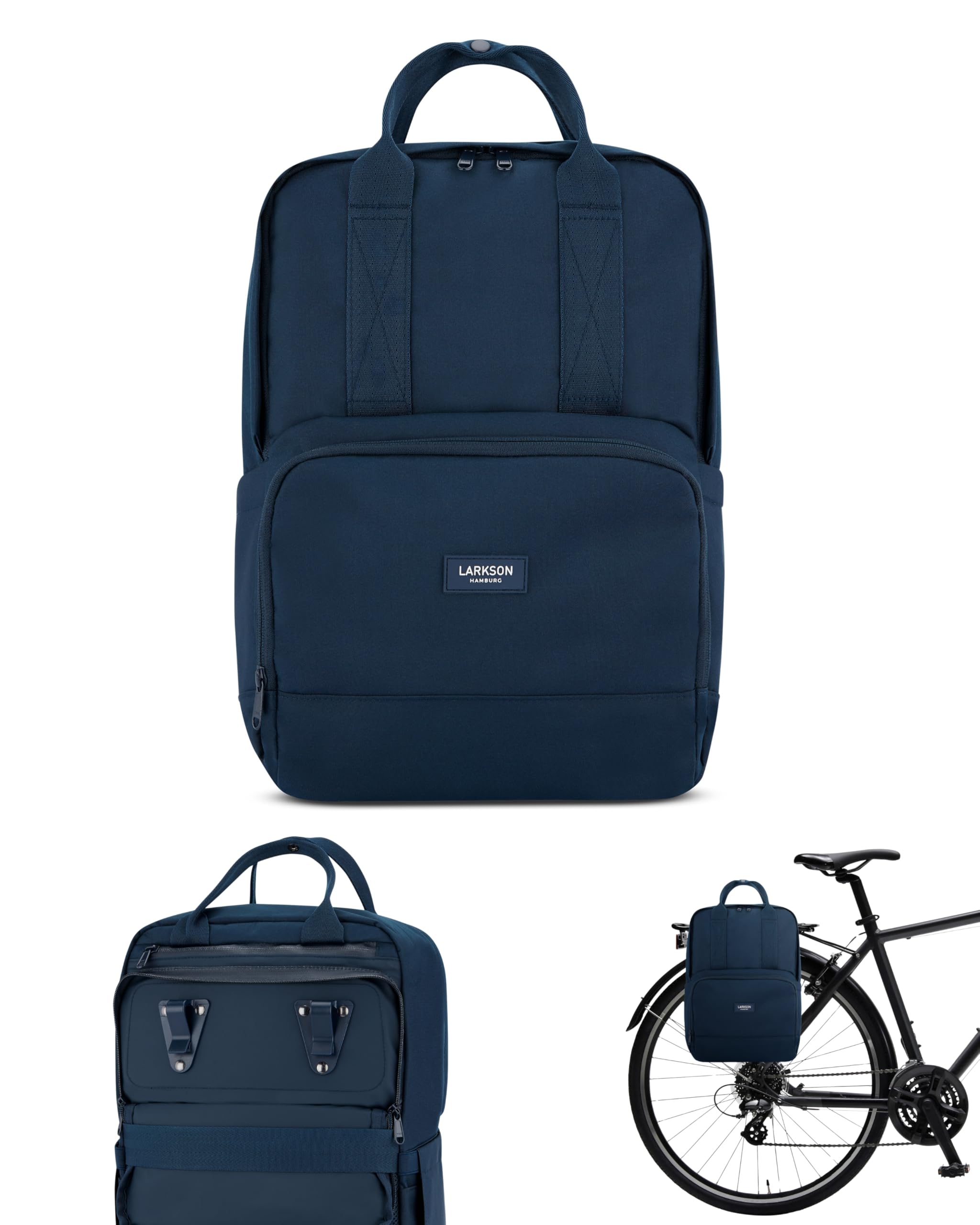 LARKSON Bike Pannier Bag for Bicycles Blue - No 6 Bike - 2 in 1 Cycling Backpack & Rear Rack Bag - Cycle Rucksack - Water-Repellent