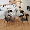 Kitchen Dining Table Marble Tabletop : Square 80cm Modern Sintered Stone Grey Pattern Marble Top Dinner Tables 4 Seater with Tapered Metal Legs Dining