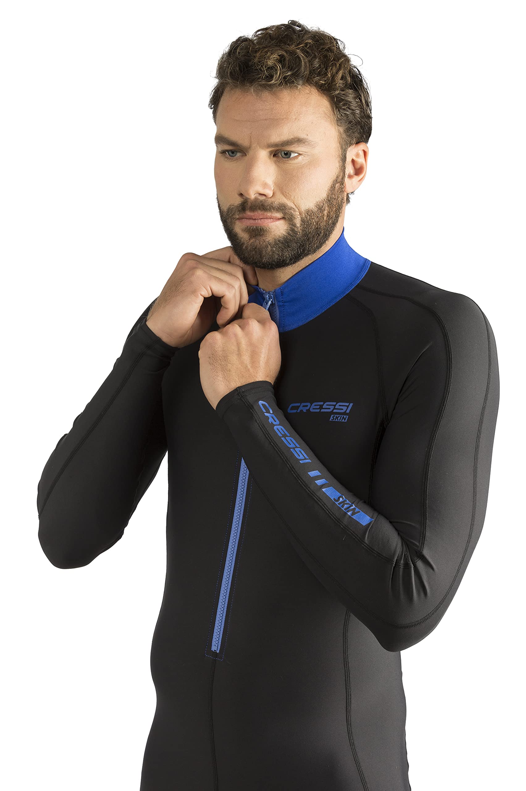 Cressi Men's 1mm One piece wetsuit Skin, Black Blue, XL/5