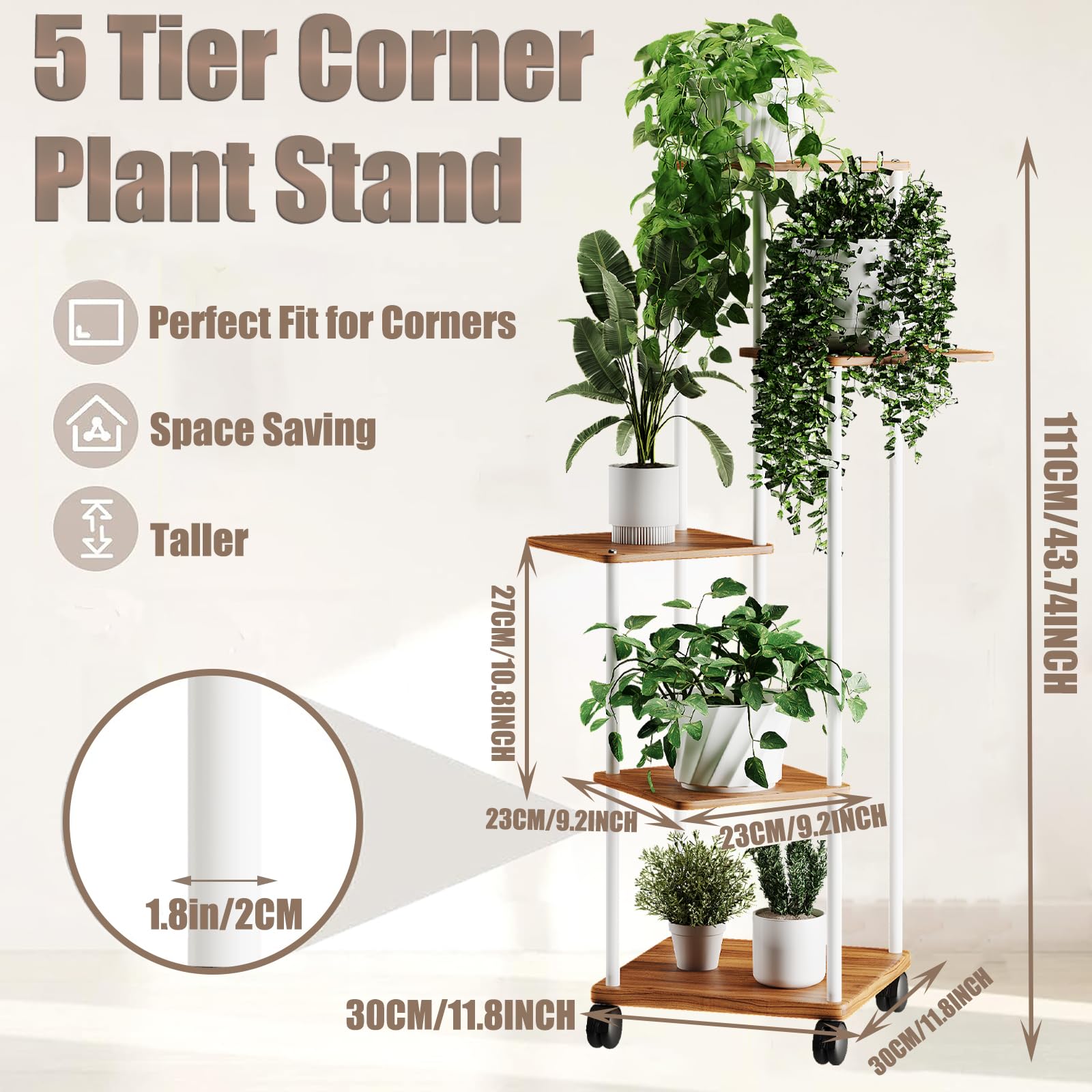 5 Tier Wooden Flower Shelf, Plant Shelf with Optional Wheels, Multi Tier Flower Stand, Plant Stand, Flower Bench, Flower Stairs, Plant Stairs,