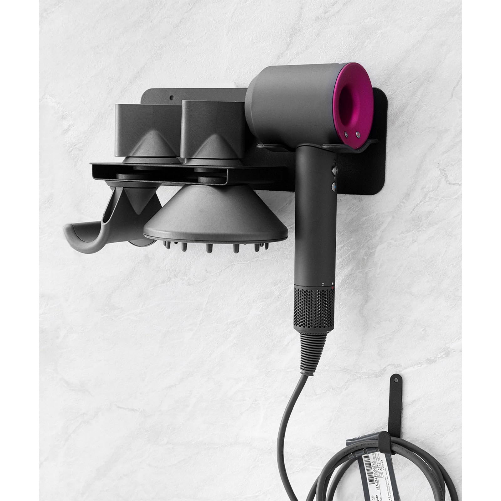 Nekuma Hair Dryer Holder for Dyson Supersonic Hair Dryer and Attachments Storage, Wall Mounted Bathroom Blow Dryer Organizer Rack