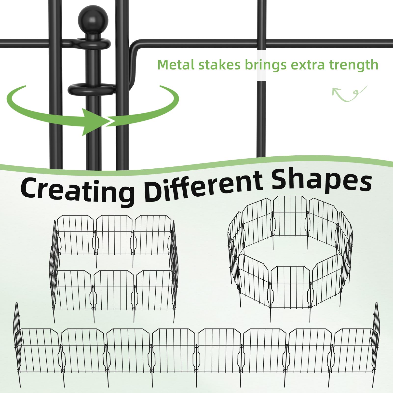 WELDUN Metal Garden Fence, Total 590CM(L) ? 41CM(H), 19 Pack Small Fencing for Dogs, Decorative Fences Garden Flower Bed and Animal Barrier, for