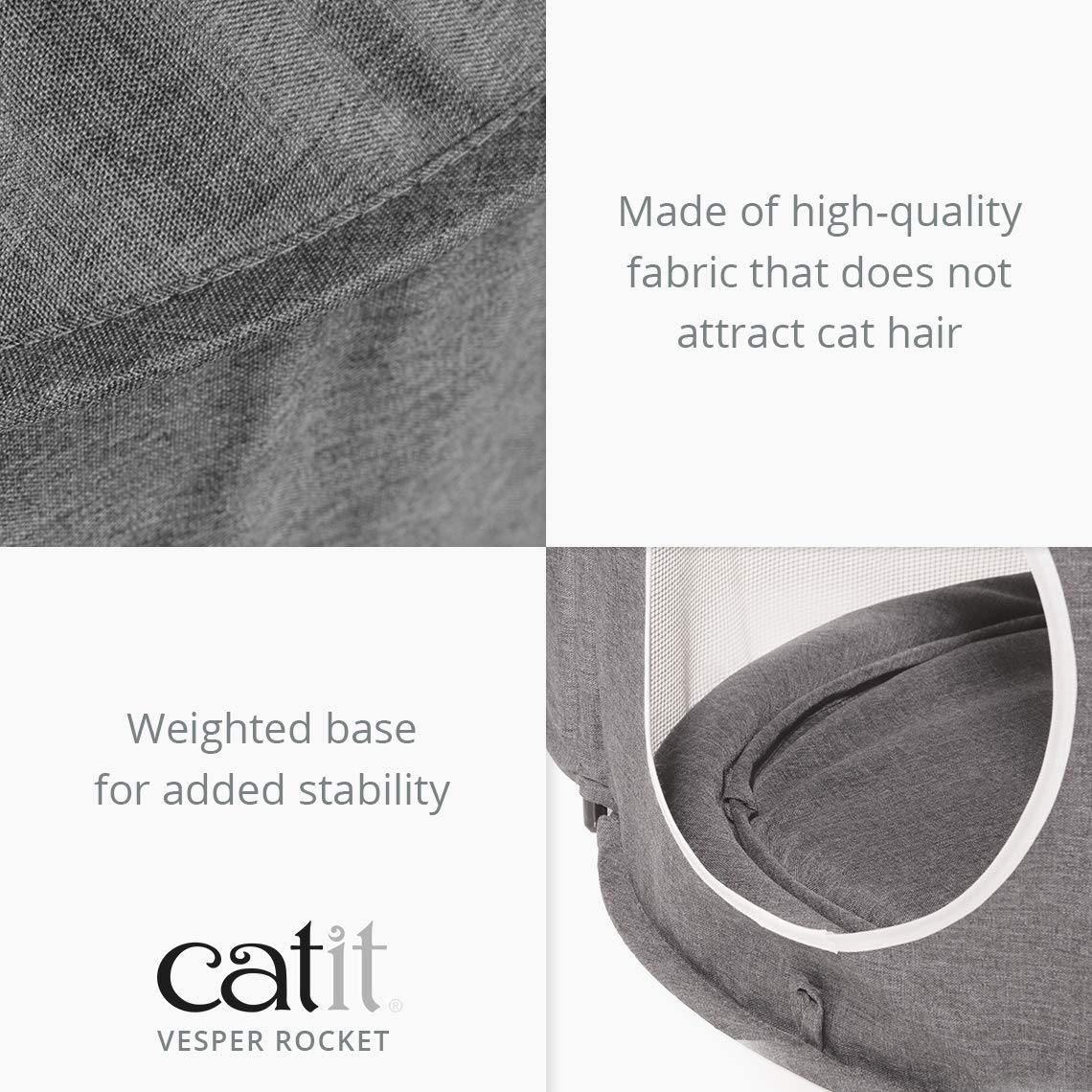 Catit 42002 Vesper Tower Rocket Shape with Sleeping Cushion for Cats Grey Pack of 1