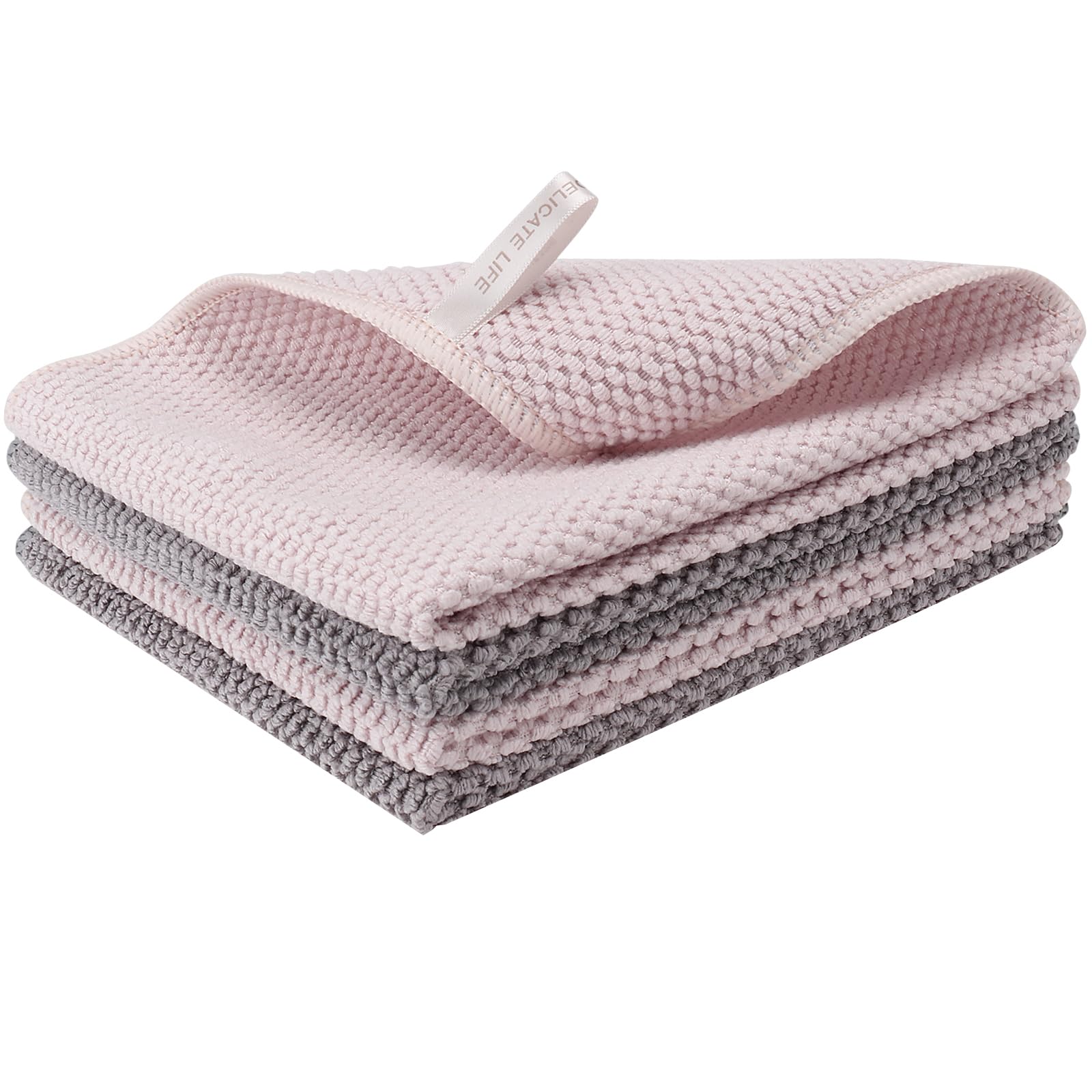 WEREY Microfibre Cleaning Cloth, Corn Grain Grid Design, Microfibre Cloths, Kitchen, Reusable Cleaning Cloths for Home and Kitchen, with Lanyard, 30 x