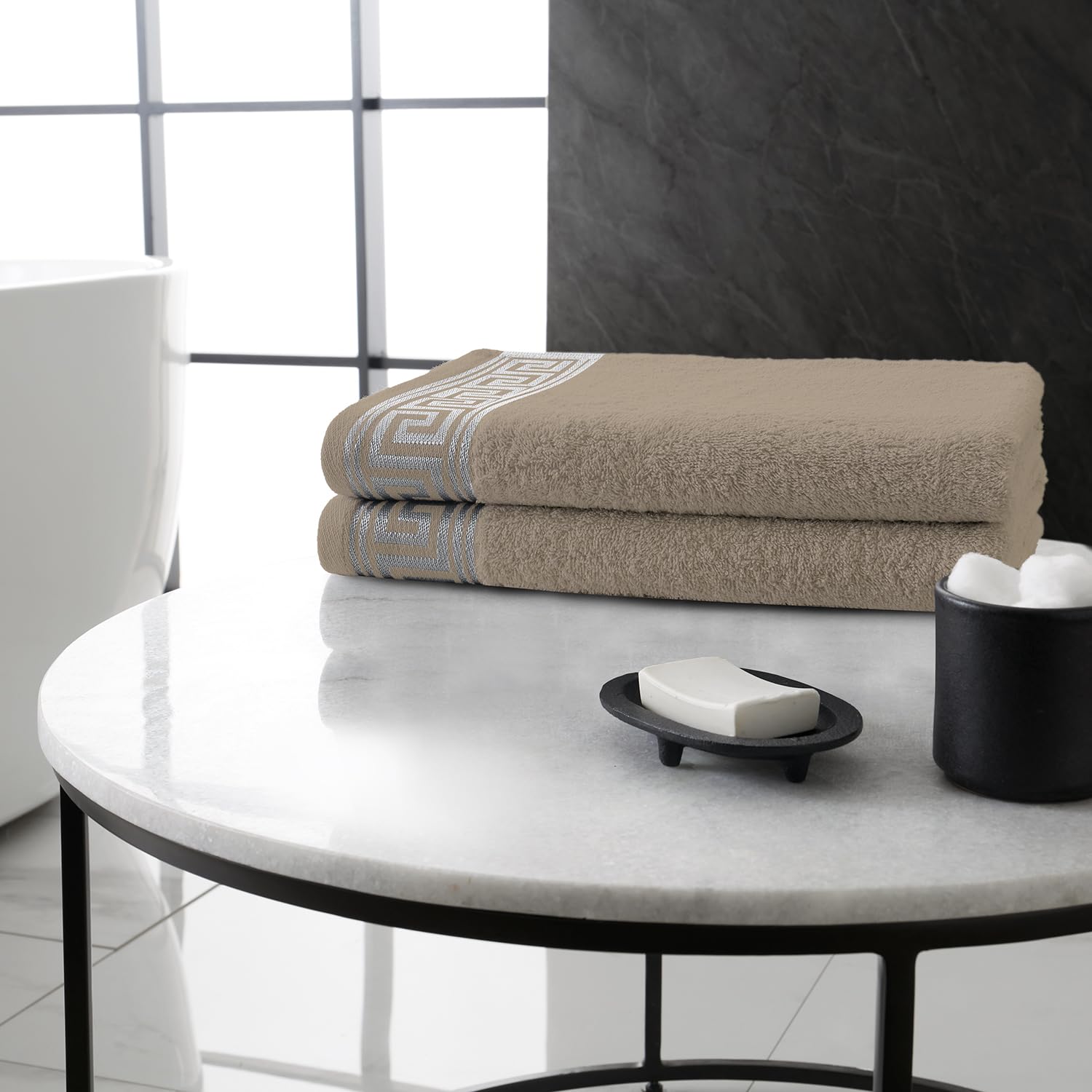 GC GAVENO CAVAILIA Greek Bath Sheet Towel Set - 2 Piece Egyptian Cotton Towels - Quick Dry Large Bath Towel (80 x 140 cm) - 500 GSM Towel For Bathroom