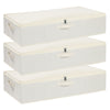 YheenLf 3-Pack Under Bed Storage Box with Lid, Foldable Wardrobe Organiser with Reinforced Handles for Blanket, Sheets, Clothing, Shoes, Beige,