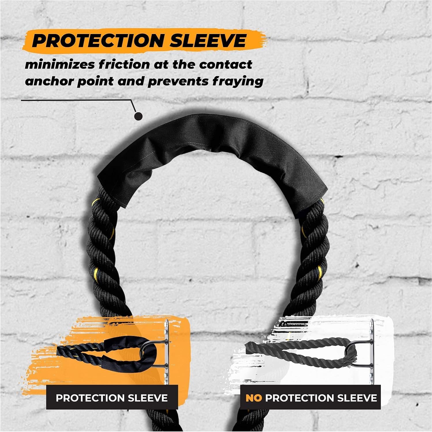 Yes4All NC7X Battle Rope, 50 mm - 9 m Training Rope, Exercise Rope 38 mm/50 mm Diameter Poly Dacron 9m/12m/15m Length, Without Anchor + Strap