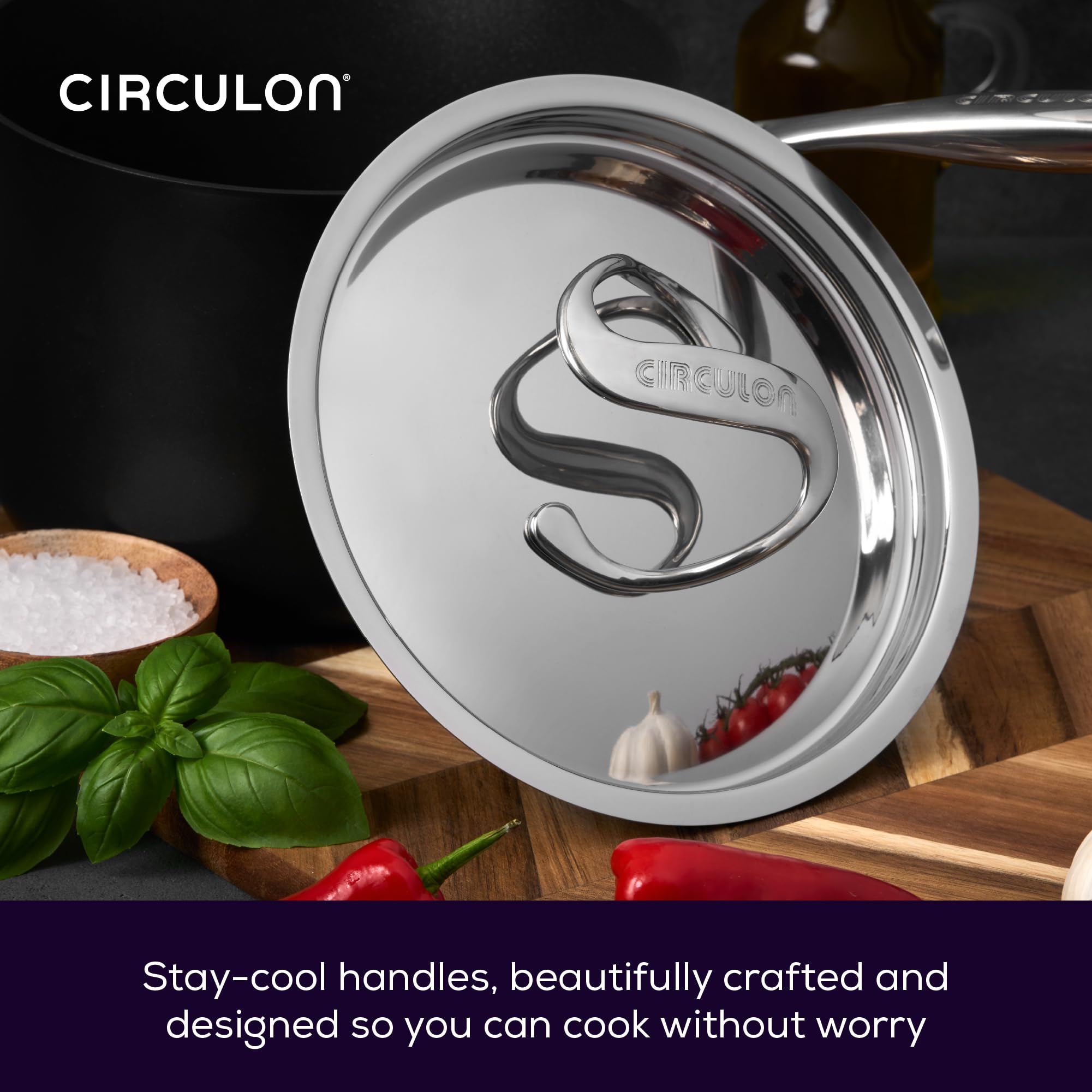 Circulon Style Hard Anodised Sauteuse, 27cm/3.8L, Black