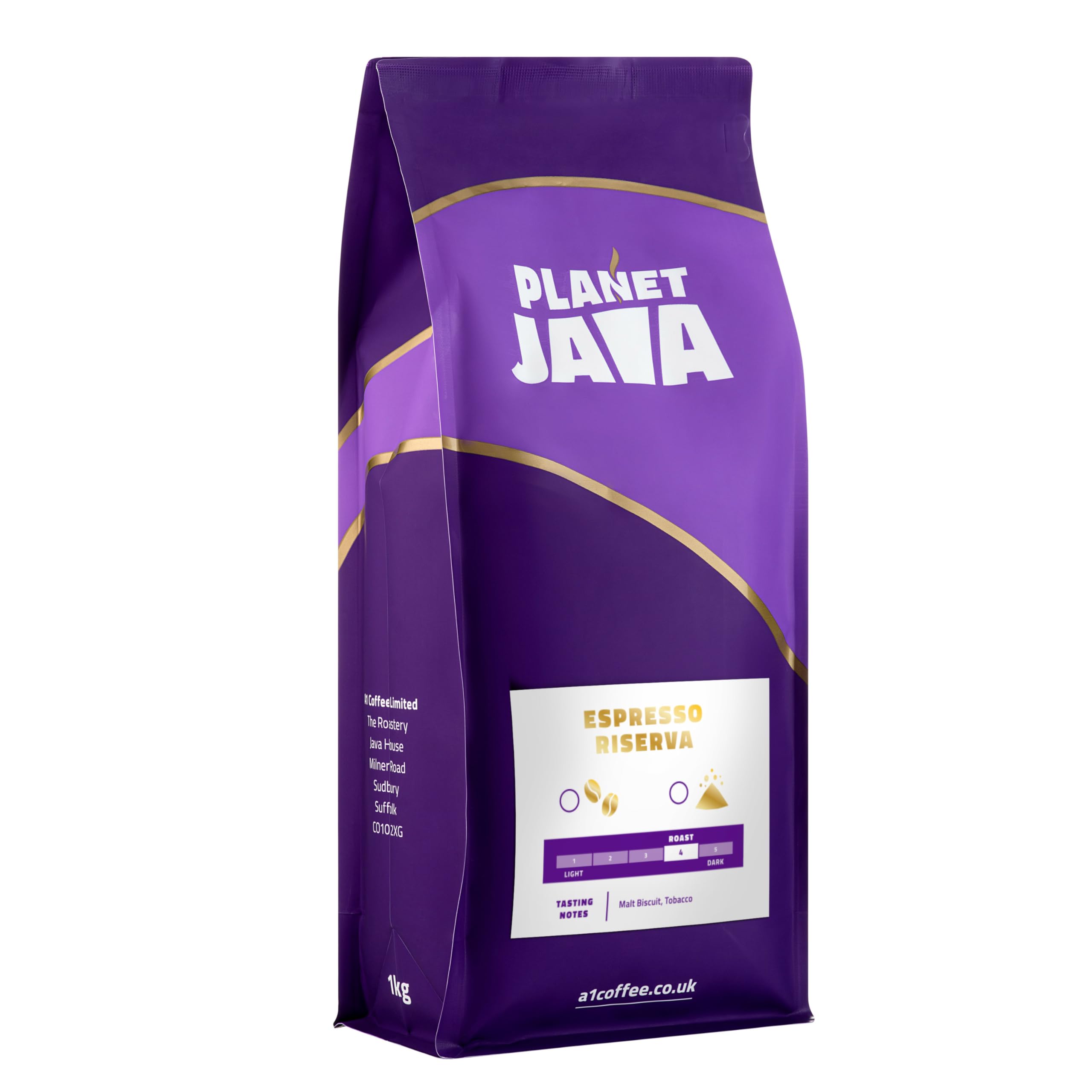 Planet Java Espresso Riserva Coffee Beans 1kg Bag, 100% Arabica Medium Roast, Hand Roasted In The UK