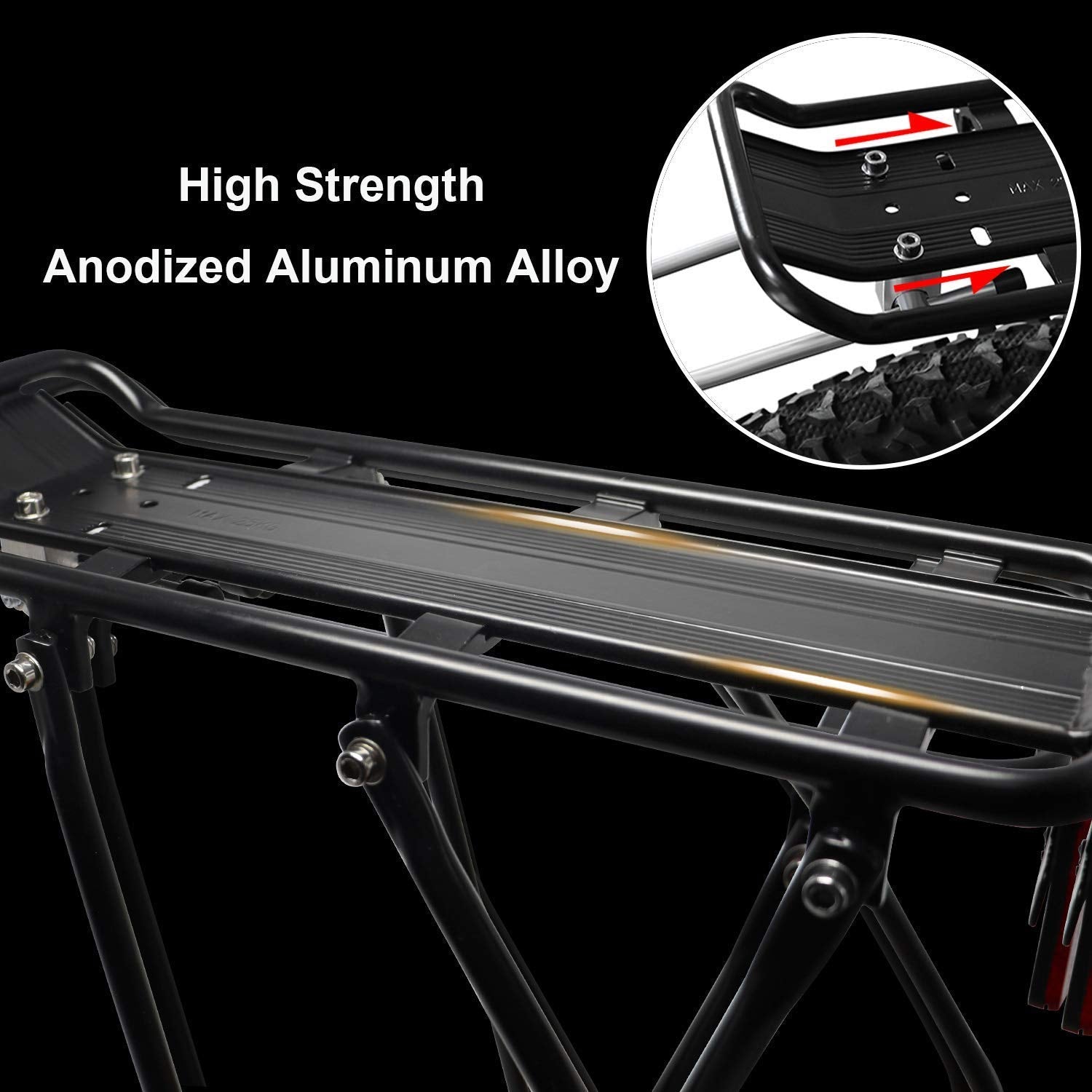 Bike Cargo Rack Bungee Cargo Net & Reflective Logo Universal Adjustable Bicycle Rear Luggage Touring Carrier Racks 25kg Capacity Mountain Road Bike