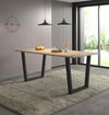 Hallowood Furniture Dudley Large Light Oak Dining Table with Black Legs, Stylish 4-6 Seater 180cm Rectangular Wooden Dining Table with Metal Legs in