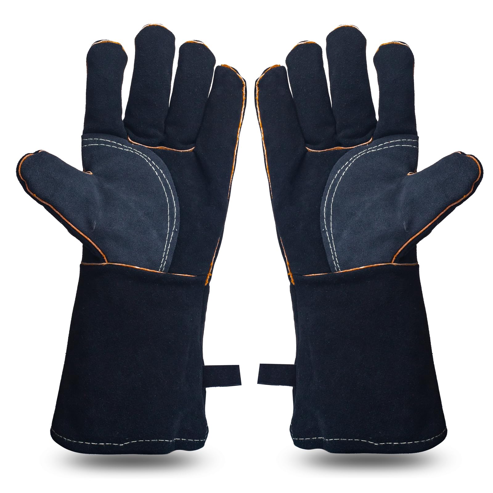 YOUYA Extreme Heat & Fire Resistant Gloves Leather with Kevlar Stitching,Perfect for Fireplace, Stove, Oven, Grill, Welding, BBQ, Mig, Pot Holder,