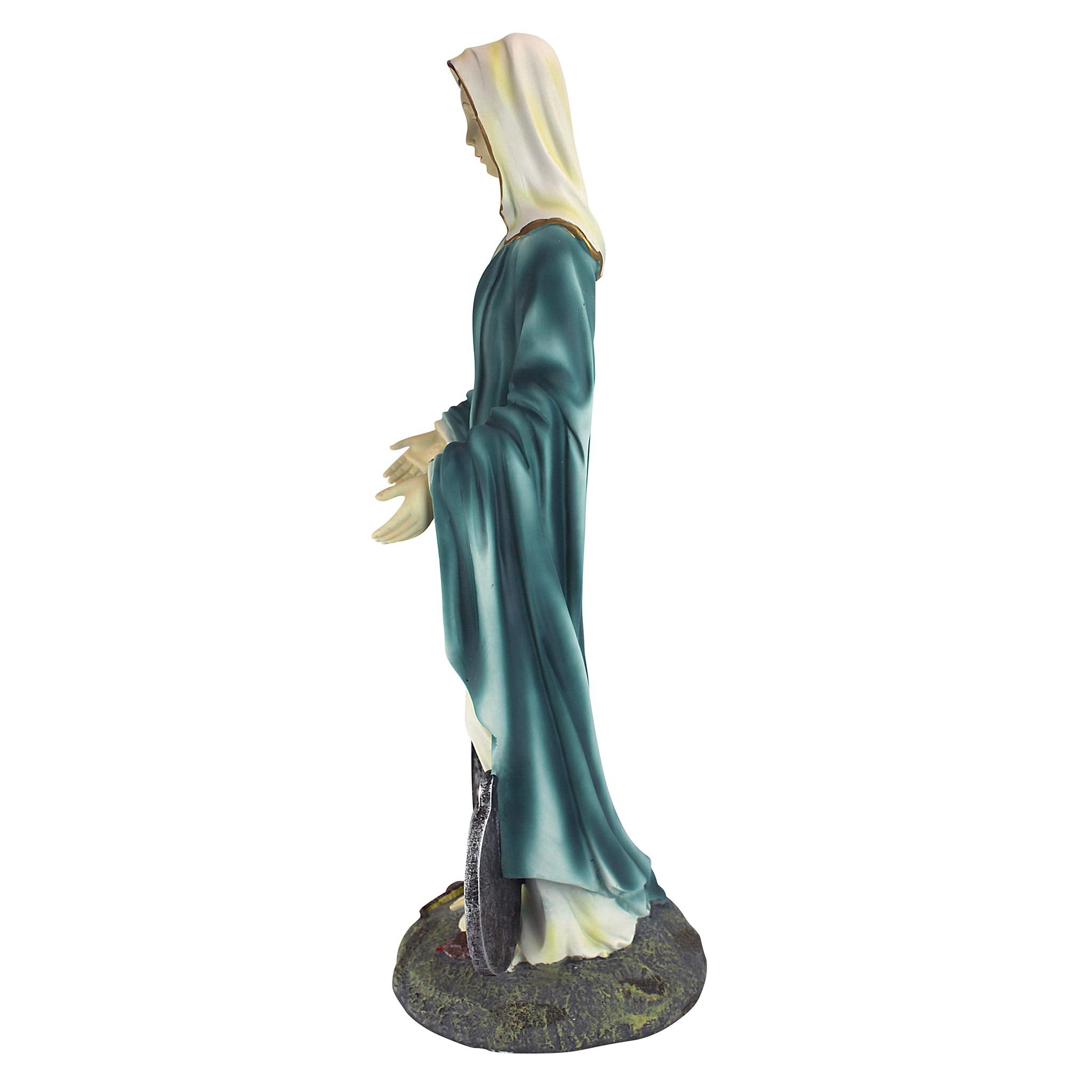 Design Toscano Miraculous Medal Madonna Italian Style Religious Garden Statue, 58.5 cm, Polyresin, Full Colour