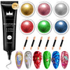 BISHENGYF No Wipe 3D Sculpting Nail Gel: Clear Rhinestone 3D Nail Gel and Gold Silver Pink Chrome Nail Powder,Red Green Painting Carved Gel Nail