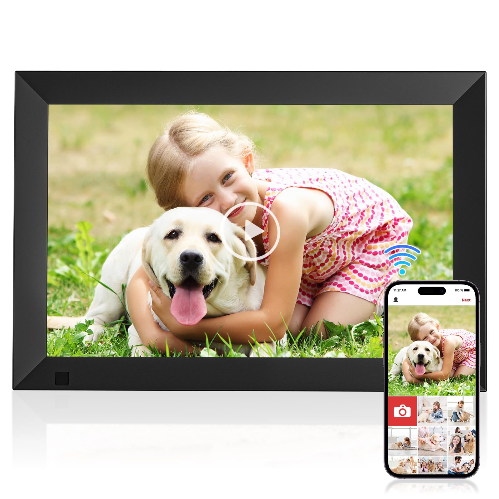 GGUA Digital Photo Frame Wifi 10.1 Inch Built in 32GB Memory, 1280x800 IPS LCD Touchscreen, Auto-Rotate and Audio, Quick and Easy Share Photos or