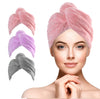 URAQT Hair Drying Towels Wrap, 3 Pack Hair Dry Cap with Buttons, Soft Microfiber Hair Turban Towel, Super Absorbent Anti Frizz Dry Hair Hat Fast Dry