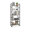 TREETALK 5 Tier Bookshelf, Standing Bookcase with 2 X-shape Frame,Adjustable Leg pads, Industrial Storage Rack for Office, Living Room (Grey)