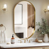 LunaMirror Wall Mirror Oval 60x90 CM Wall-Mounted Bathroom Vanity Mirror Stylish Gold Mirror Wall Decor Rectangle Wall Hanging Mirror with Curved