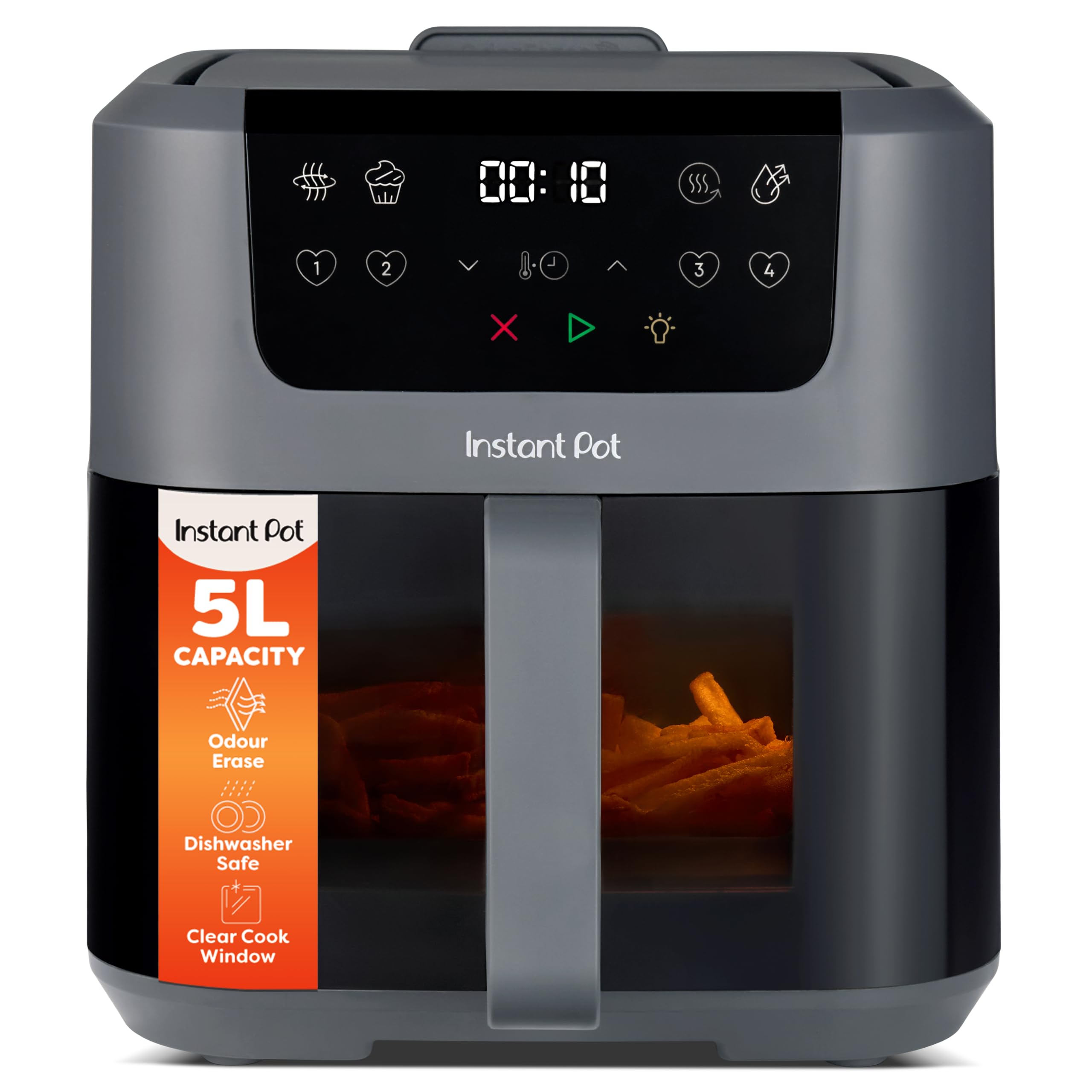 Instant Pot - Vortex Compact Truffle Grey Air Fryer - 5L Basket, Family Size, 4 in 1 - Air Fry, Food Dehydrate, Bake, Reheat, Non-Stick, Easy Clean,