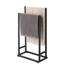 smusei Black Towel Stand Free Standing Metal Towel Racks Freestanding 2 Tier Towel Rails Black Bath Towel Holder for Towel Washcloths Bathroom