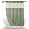 MEKOTRIN Hookless Shower Curtain with Snap on Liner Waffle Fabric Double Layer, 74 x 71 Inch Weighted Green Shower Curtains with Viewing Window, Bath