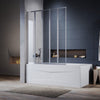 ELEGANT 5 Panel Folding Bath Shower Screen,1200mm Over Bath Shower Screen Door Toughened Safety Clear Glass Bathtub Door Pivot Swing Panel