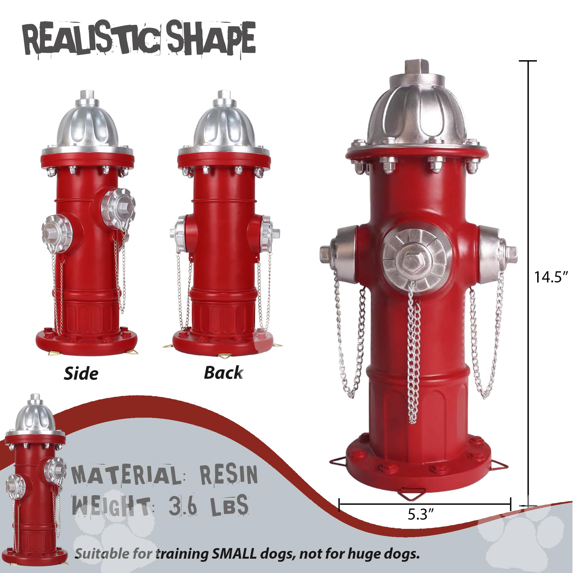 Dog Fire Hydrant Pee Post, Prefdo Puppy Pee Post Training Statue, Indoor Outdoor Fire Hydrant Decor Figurines for Yard Art Garden Lawn, Gift for