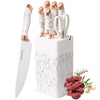 lapelux Kitchen Knife Set - 6 Piece Knife Set with Block .Stainless Steel Knivese with Chef, Bread Knife, Kitchen Scissors for Cutting