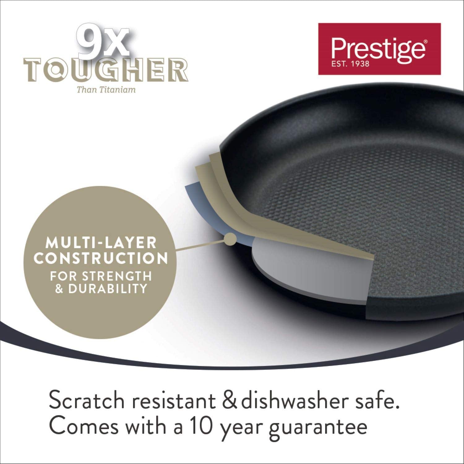 Prestige - 9x Tougher - 3 Piece Saucepan Set - Durable Cookware - Superior Dimpled Non-Stick - Induction Suitable - Dishwasher and Oven Safe - Glass
