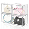 LINYAPRY 4 Packs Clear Plastic Handbag Storage Organizer for Closet, Acrylic Display Box for Handbag, Stackable Storage Boxes Bag Organizer with