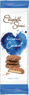 Elizabeth Shaw Coconut Milk Chocolate Crisp Biscuits Case Pack (10 x 140g) Crisp Biscuit covered in Coconut, Hazelnuts and Chewy Caramel - Luxury -