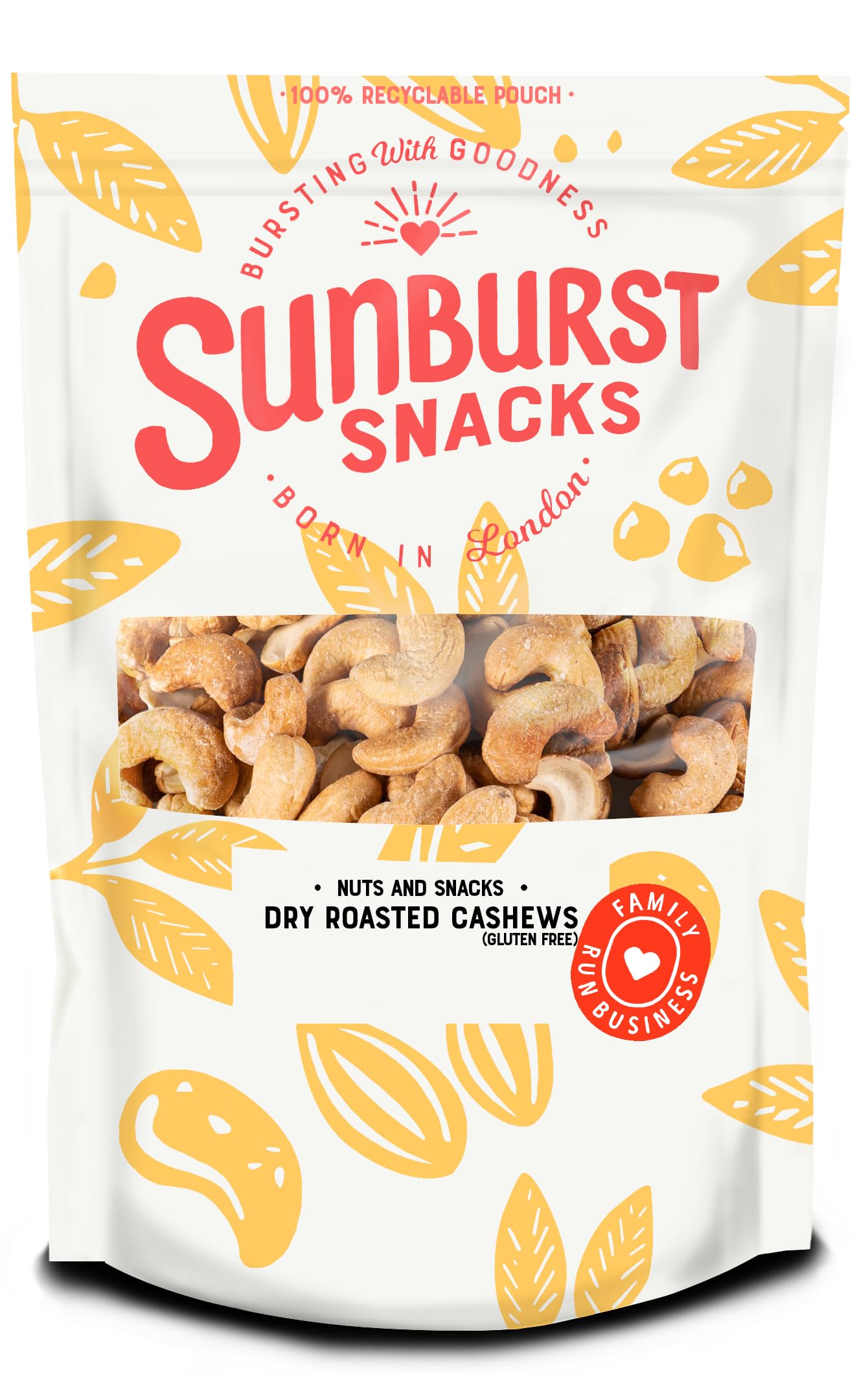 Sunburst Whole Cashew Nuts Dry Roasted & Sea Salted, Non GMO (No Oil) 1kg