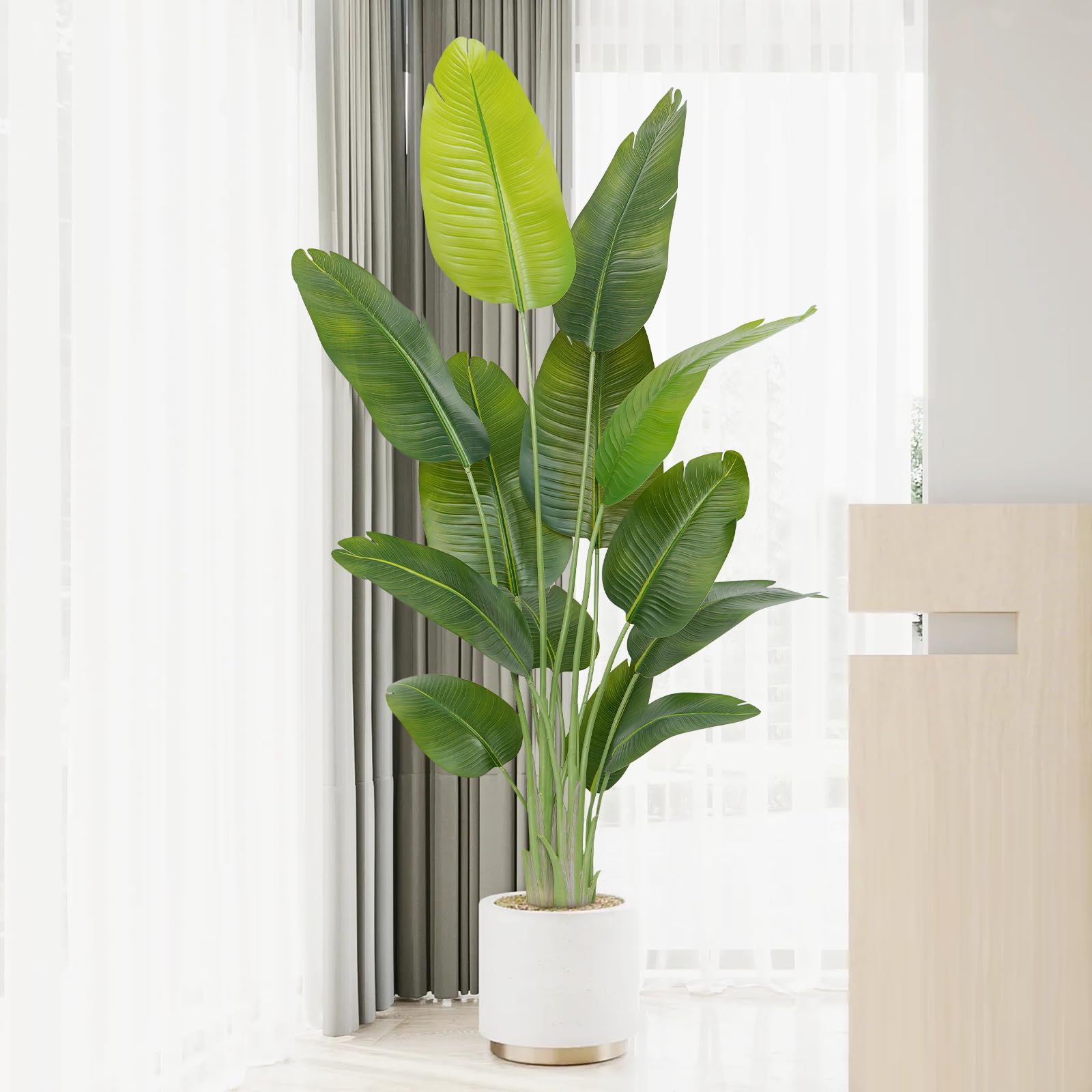 Keeplush Artificial Bird of Paradise Plant Outdoor 180cm Fake Tropical Banana Tree with 13 Leaves-Perfect Faux Plants for Indoor, Floor Plant in Pot