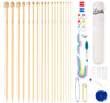 ilauke 70Pcs Bamboo Knitting Needle Set, 18 Pairs Single Pointed Wooden Knitting Needles 2mm-10mm, Knitting Kit for Beginners Adults, with 33Pcs