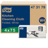 Tork Kitchen Cleaning Cloth White W4, Highly Absorbent, 4 x 75 Cloths, 473179