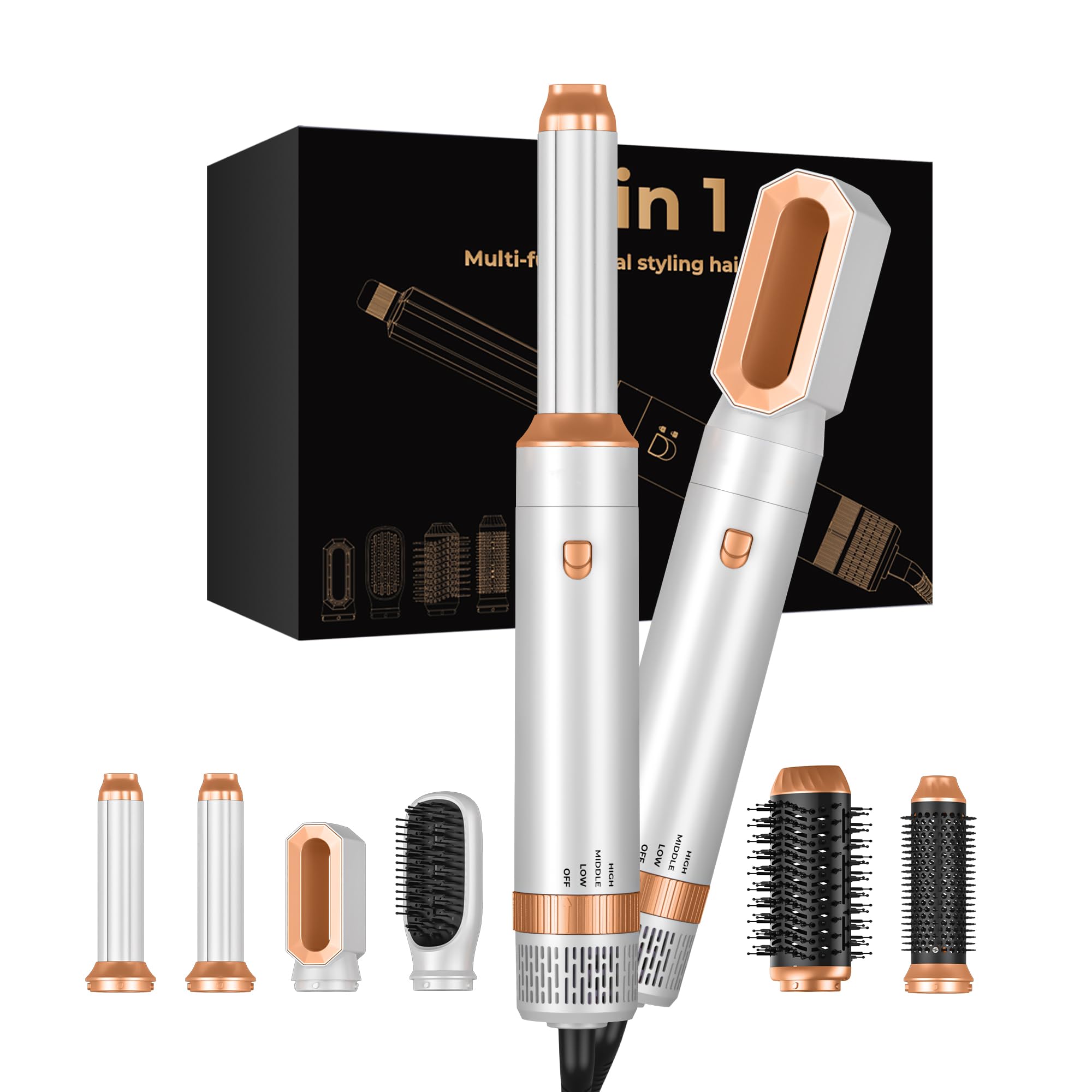 Hair Styler 5 in 1, Air Styler Set with Ionic Hair Dryer,Auto Air Curler,Thermal Brush,Hair Dryer Set for Styling, Fast Drying,