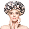 mikimini Shower Cap for Women, Reusable Waterproof Bath Hat for Ladies, Suitable for Short to Medium Hairs, Elegant Champagne Shower Caps add a Touch