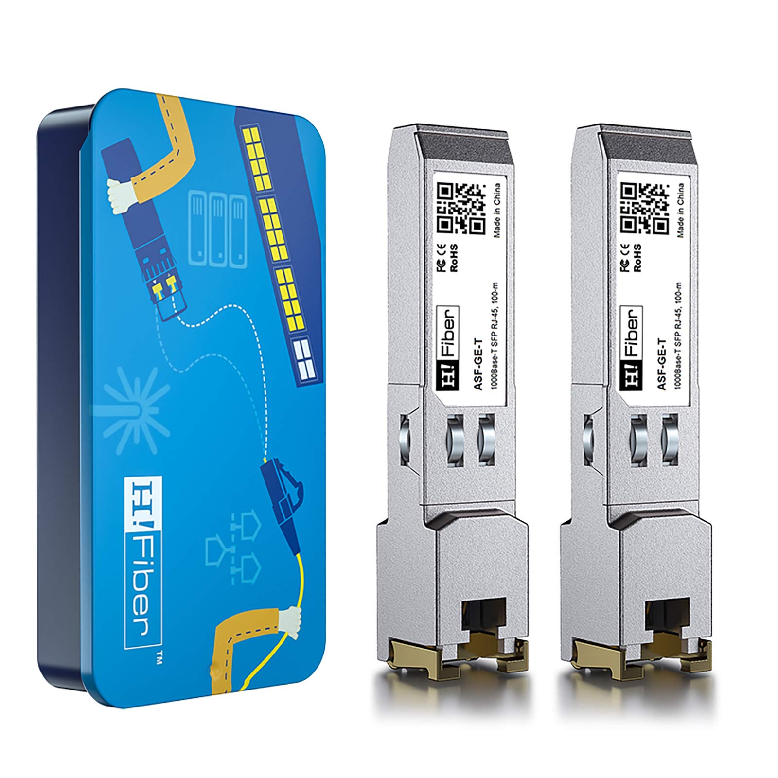 2 pack, for Ubiquiti UniFi UF-RJ45-1G, 1000BASE-T SFP Transceiver, SFP to RJ45, 1.25G copper SFP to Ethernet module also compatible with Cisco