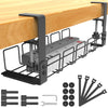 Cable Management Under Desk Tray No Drill, Table Cable Basket for Power Strips and Cables, No Screws Tidy Wire Organizer Clamp for Home, Office,