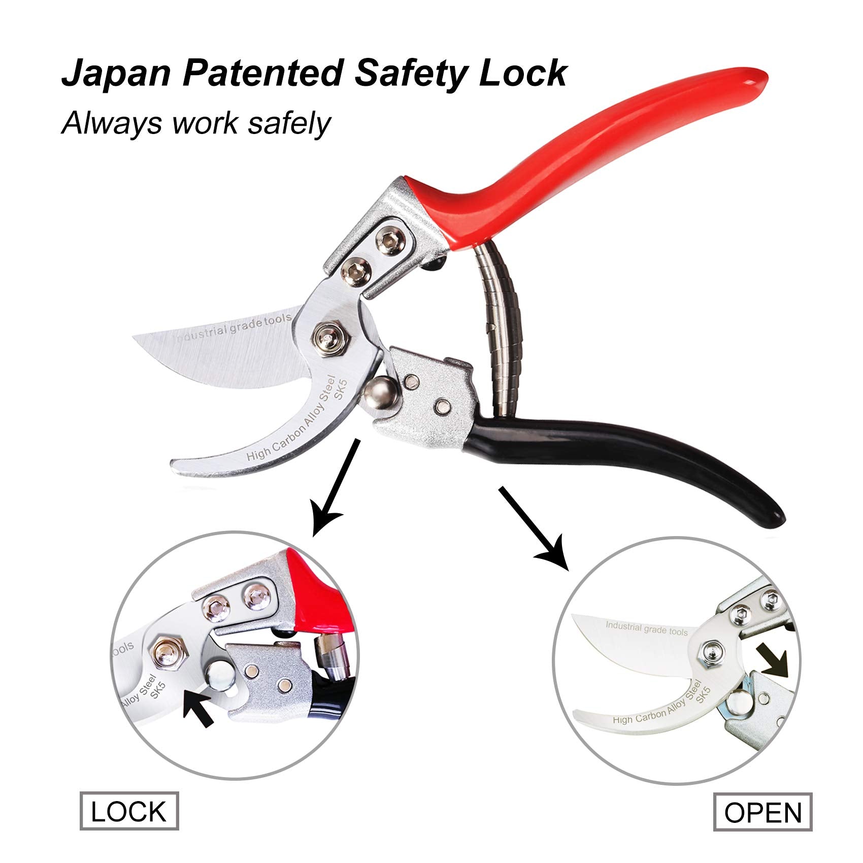 TONMA Secateurs [Made in Japan] 8 Inch Sturdy Garden Shears Pruning Scissors with Ergonomic Handle, Hand Pruners Trimmers for Plants, Flowers, Tree