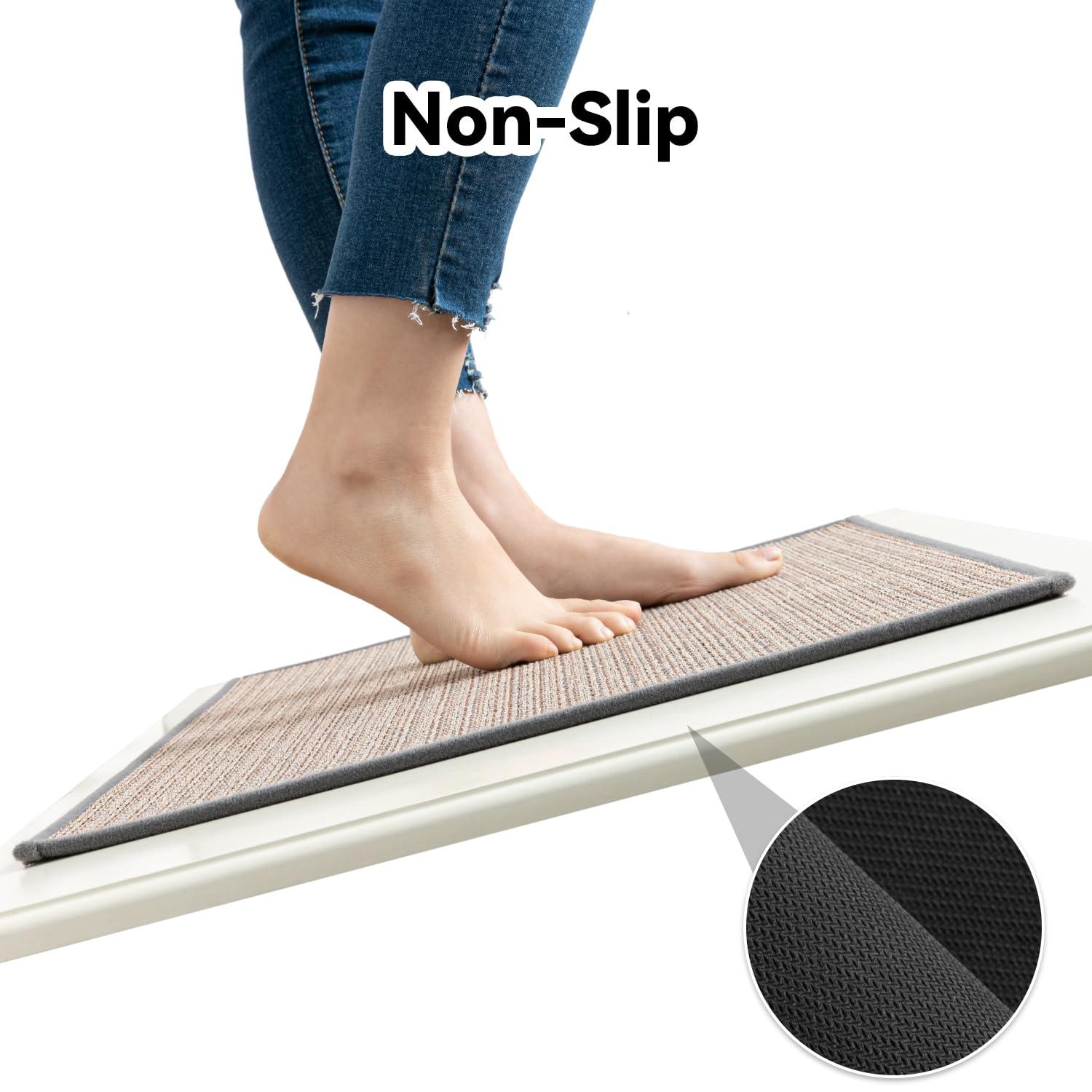 SIXHOME Non-Slip Washable Modern Absorbent Kitchen Floor Mats - Stain-Resistant, 2 Pieces (40x60cm + 40x120cm) Grey