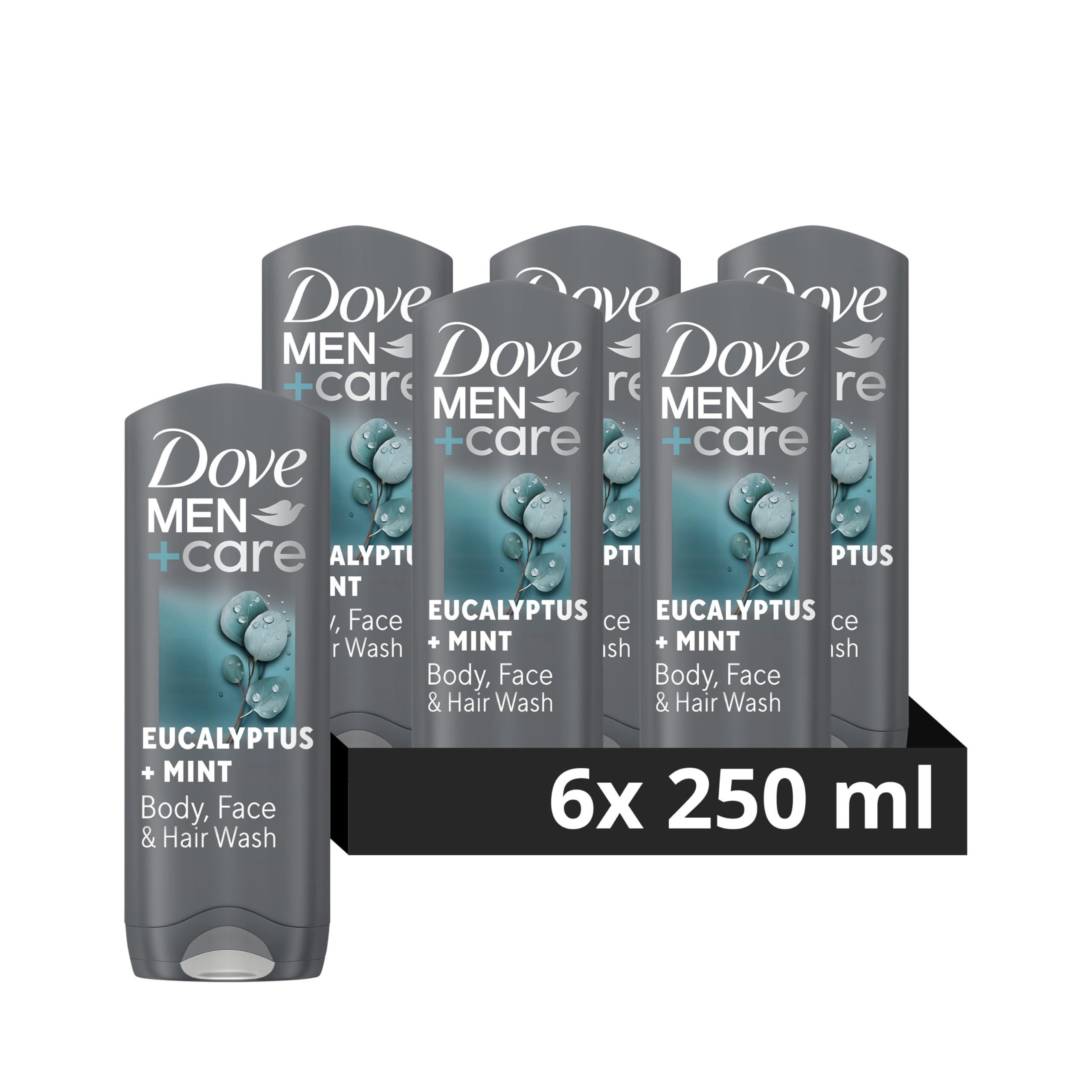 Dove Men+Care Revitalising Eucalyptus & Mint Fragrance 3 in 1 Hair, Face and Body Cleanser Shower Gel Body Wash with MicroMoisture technology for 24