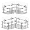 Menbyci Silver Corner Shower Caddy,Adhesive Shower Shelf with Hooks, Stainless Steel Rustproof Bathroom Storage Organizer Rack,No Drilling Shampoo