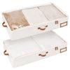 StorageWorks Underbed Storage Box, Under Bed Clothes Organizer With Sturdy Structure and Ultra Thick Fabric, Ivory White, Large, 2 pack