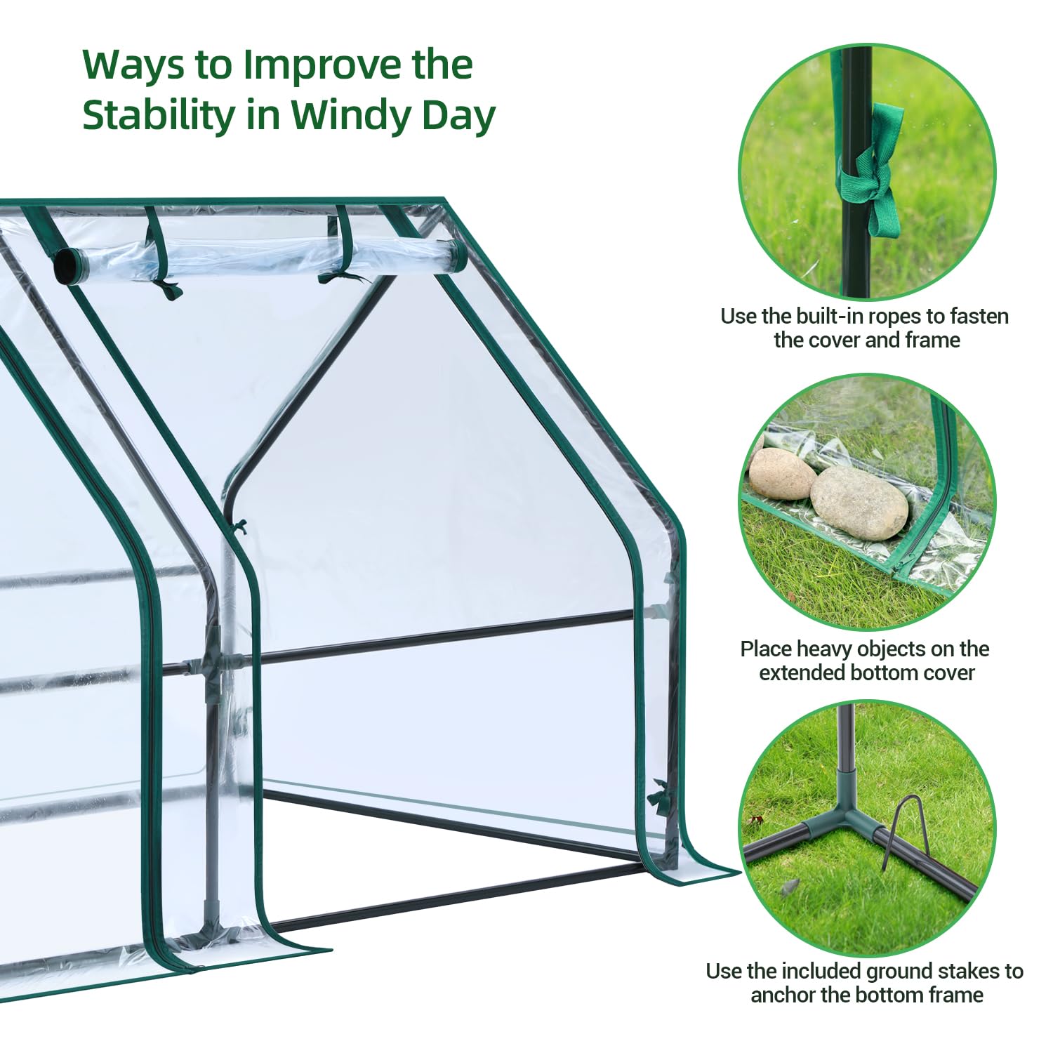 Ohuhu Portable Mini Greenhouse, 71"x36"x36" Greenhouses for Outdoors with Dual Large Zipper Doors & Ground Stakes, Waterproof & UV Protected Plastic